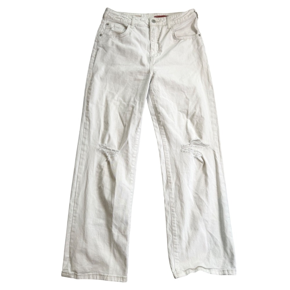 Pilcro and the Letterpress White Distressed Wide Leg Jeans Size 28 Anthropologie